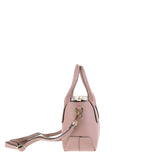 Bolso de mano de auténtica piel color malva