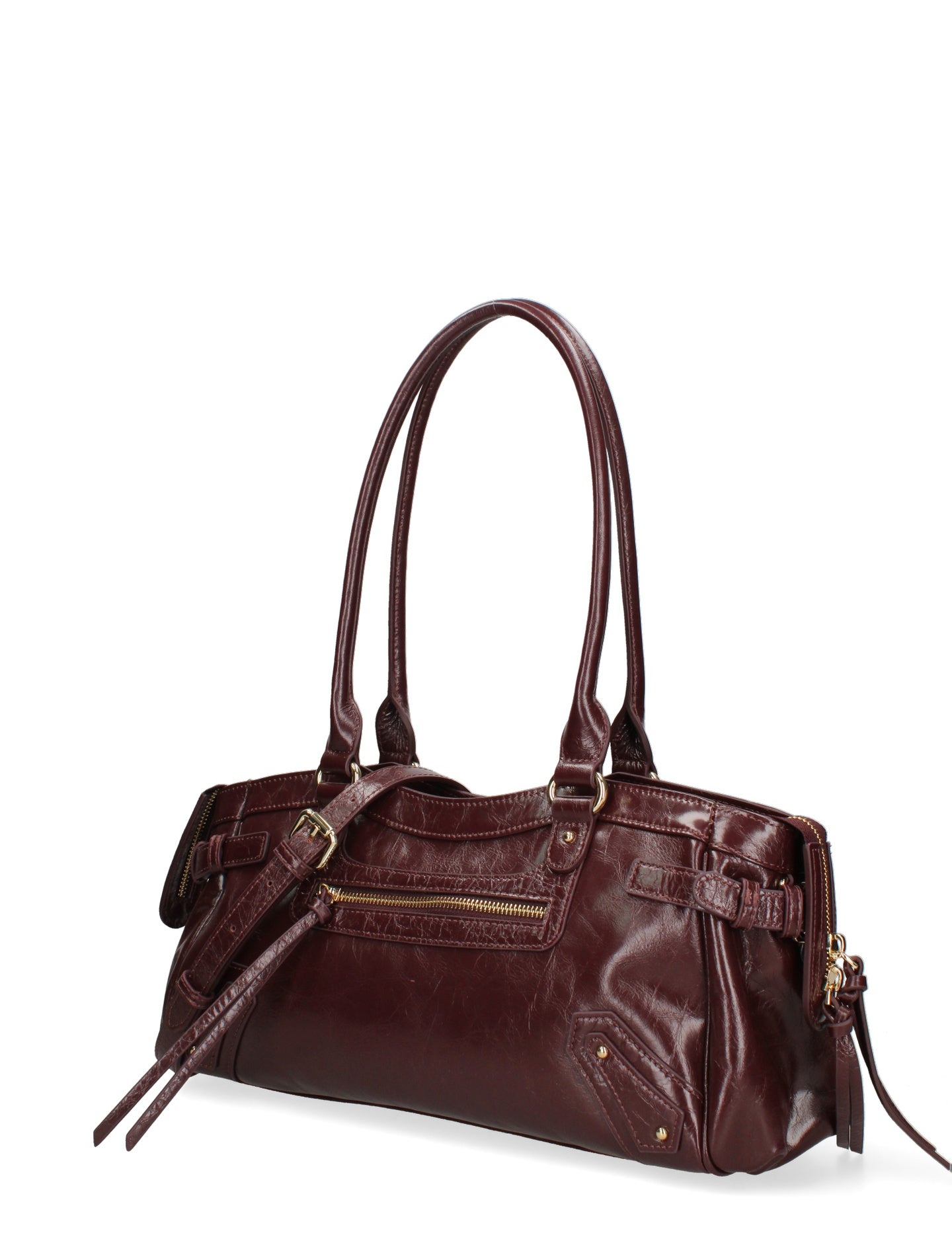 Borsa a Mano in Vera Pelle Bordeaux