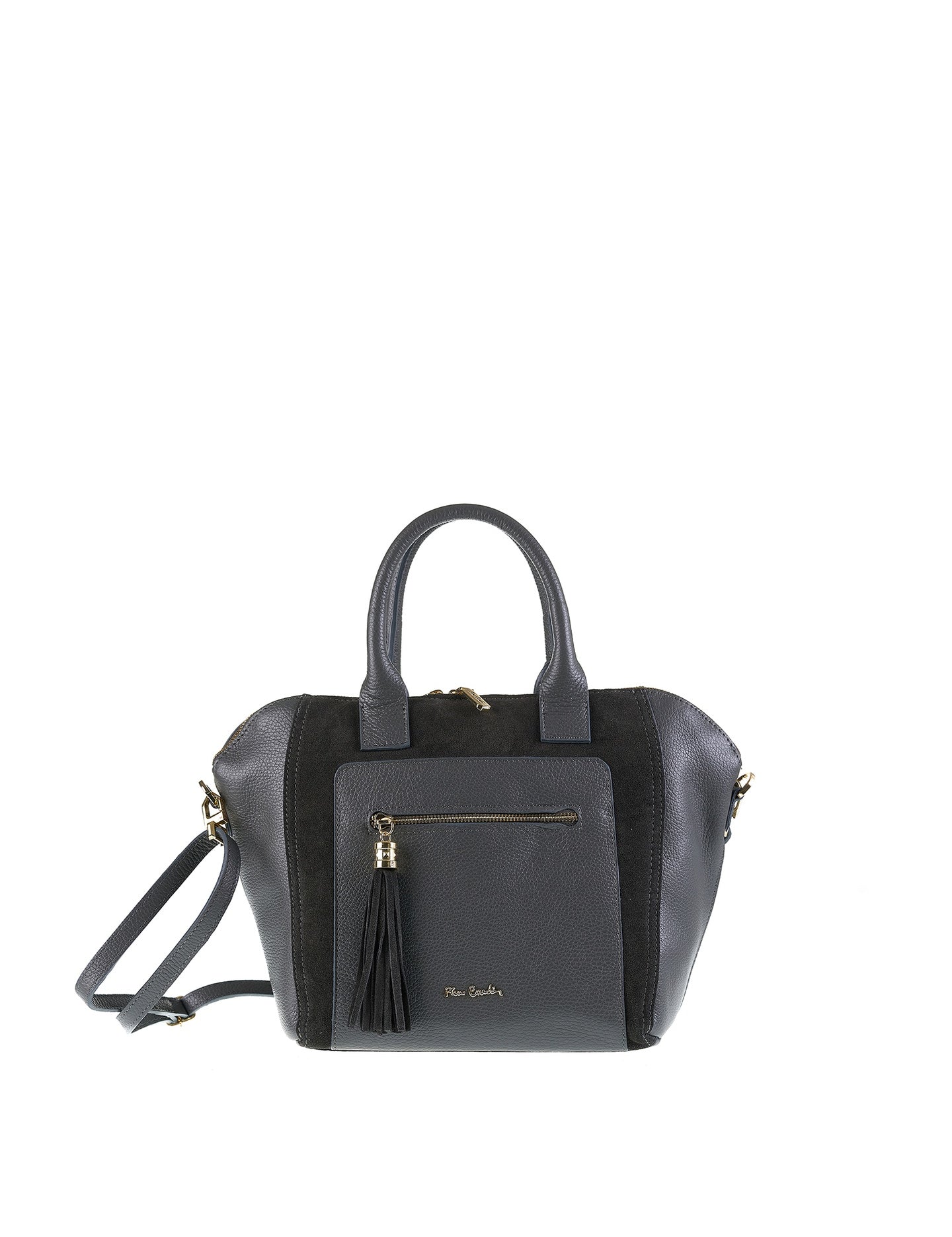 Borsa a Mano in Vera Pelle Grigio Pierre Cardin