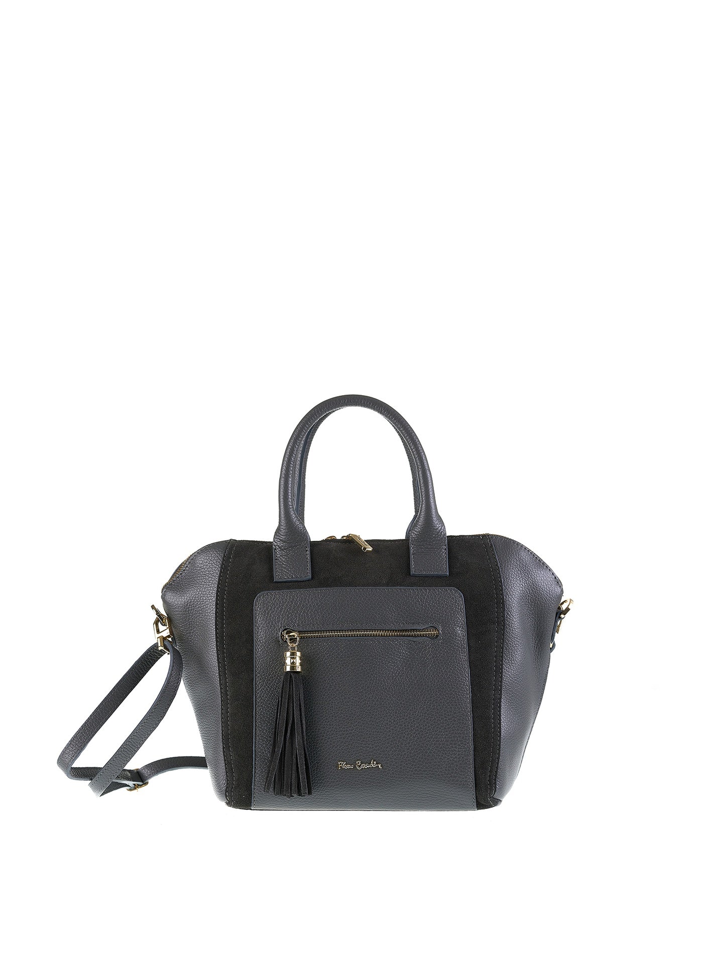 Borsa a Mano in Vera Pelle Grigio Pierre Cardin