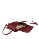 Bolso de hombro de piel auténtica color burdeos