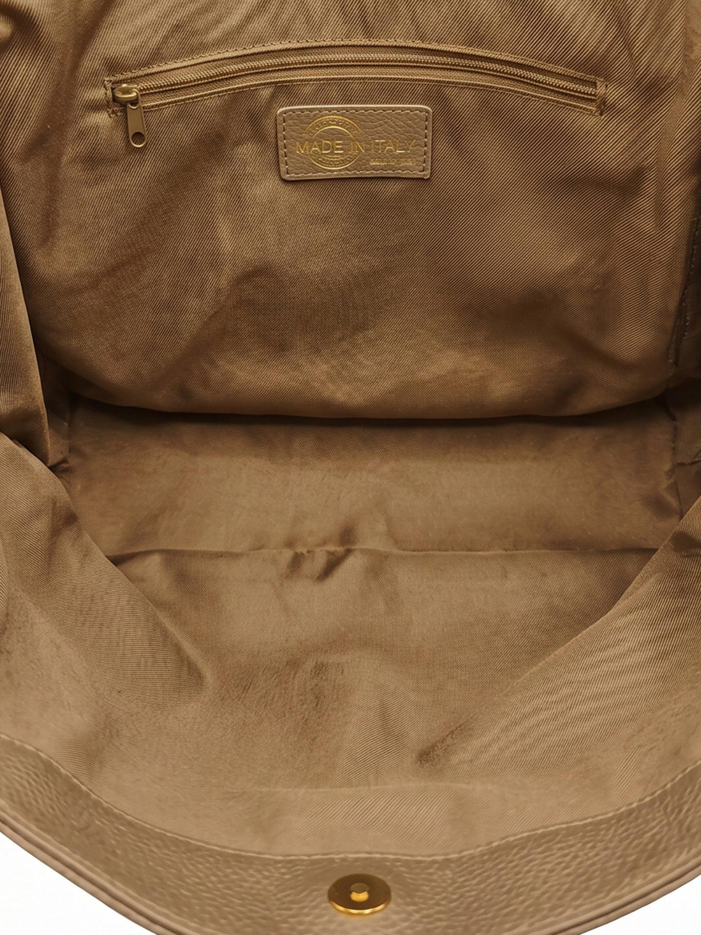 Borsa a Spalla in Dollaro Leather Beige Scuro