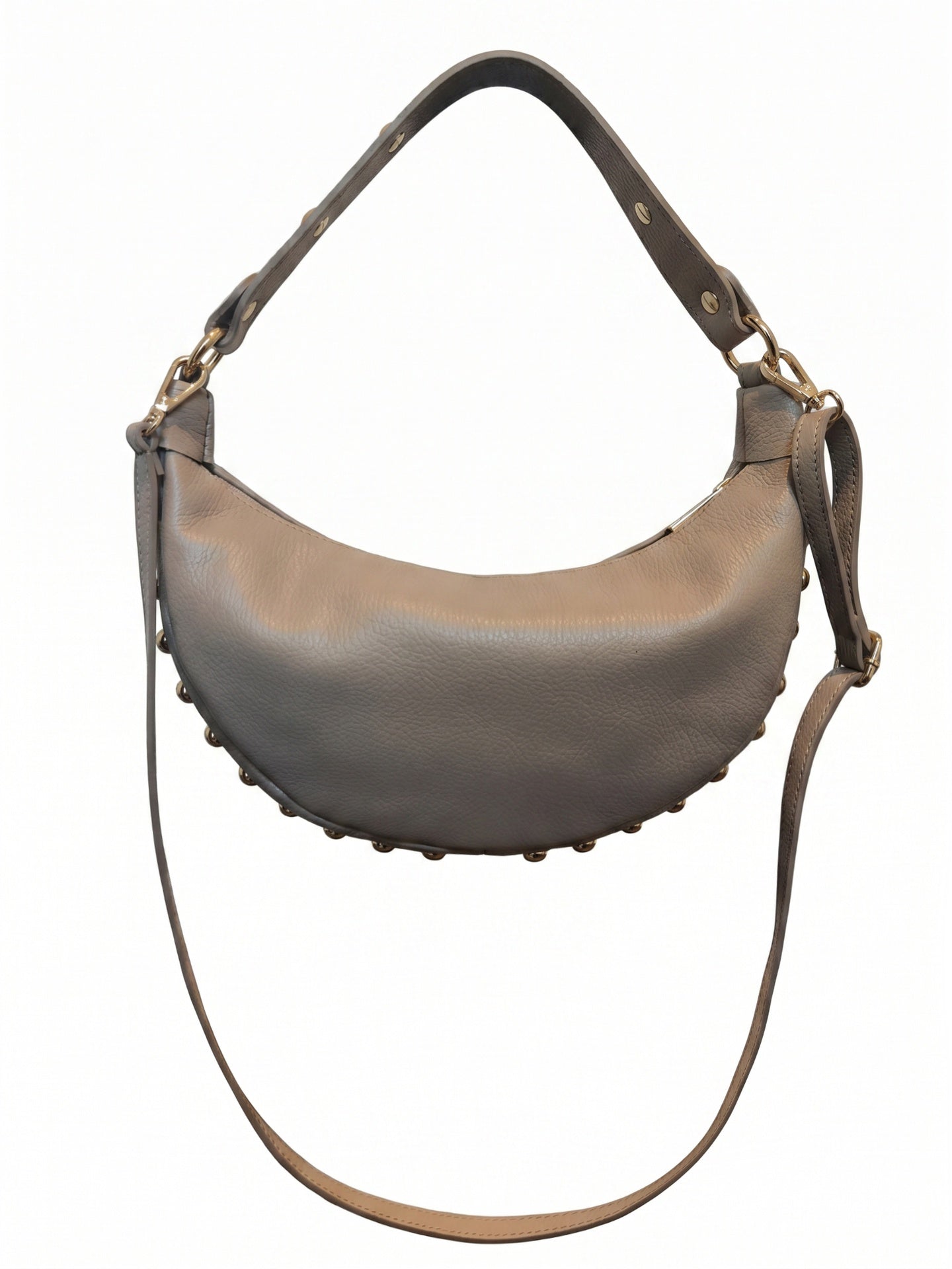 Borsa a Tracolla in Dollaro Leather Beige Scuro