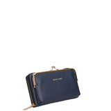 Damen-Geldbörse aus blauem veganem Leder