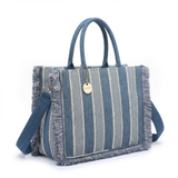 Borsa a Tracolla in Poliestere Blu e Taupe