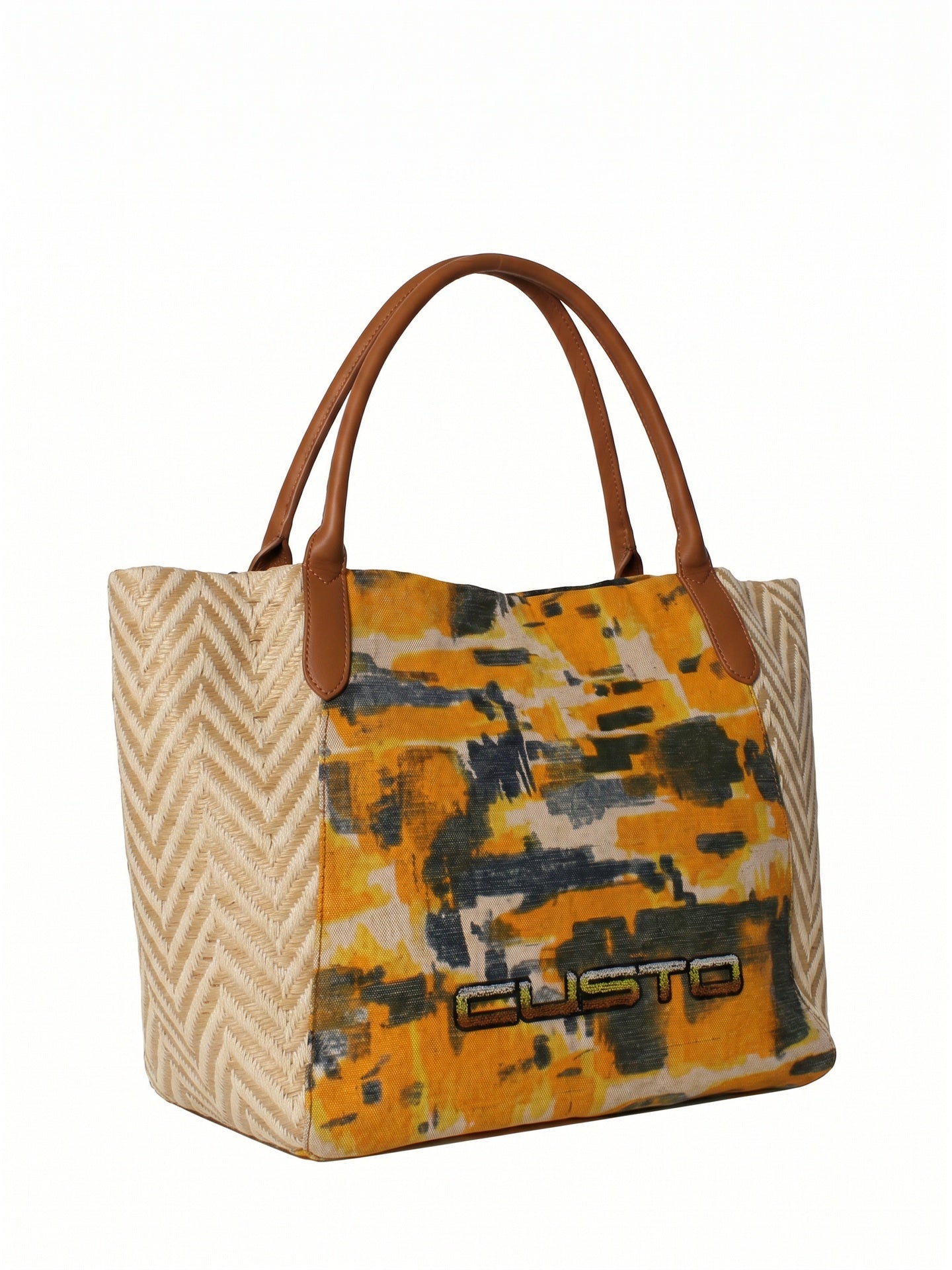 Borsa a Mano in Pelle Vegana Giallo