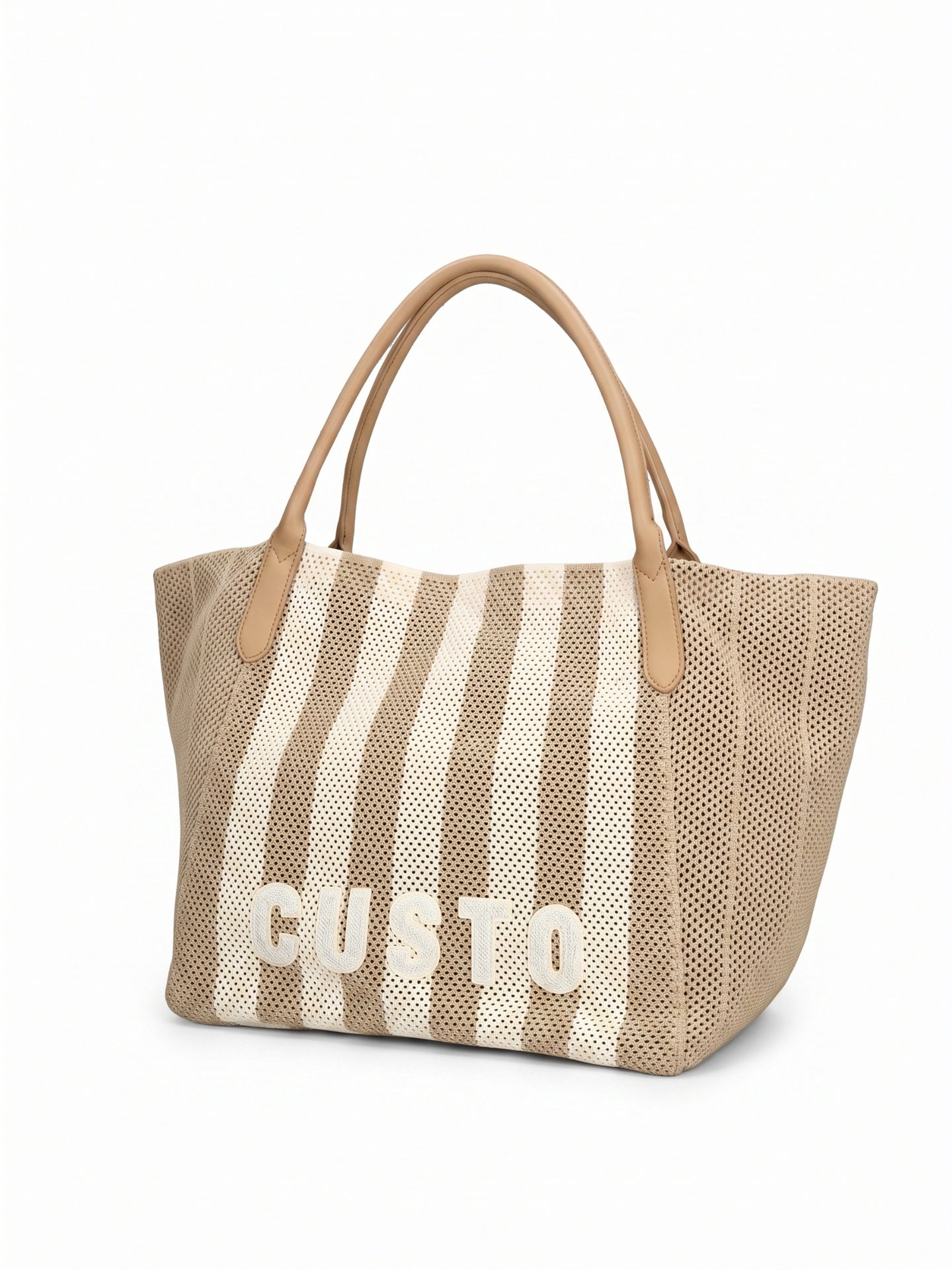 Borsa a Mano in Pelle Vegana Panna