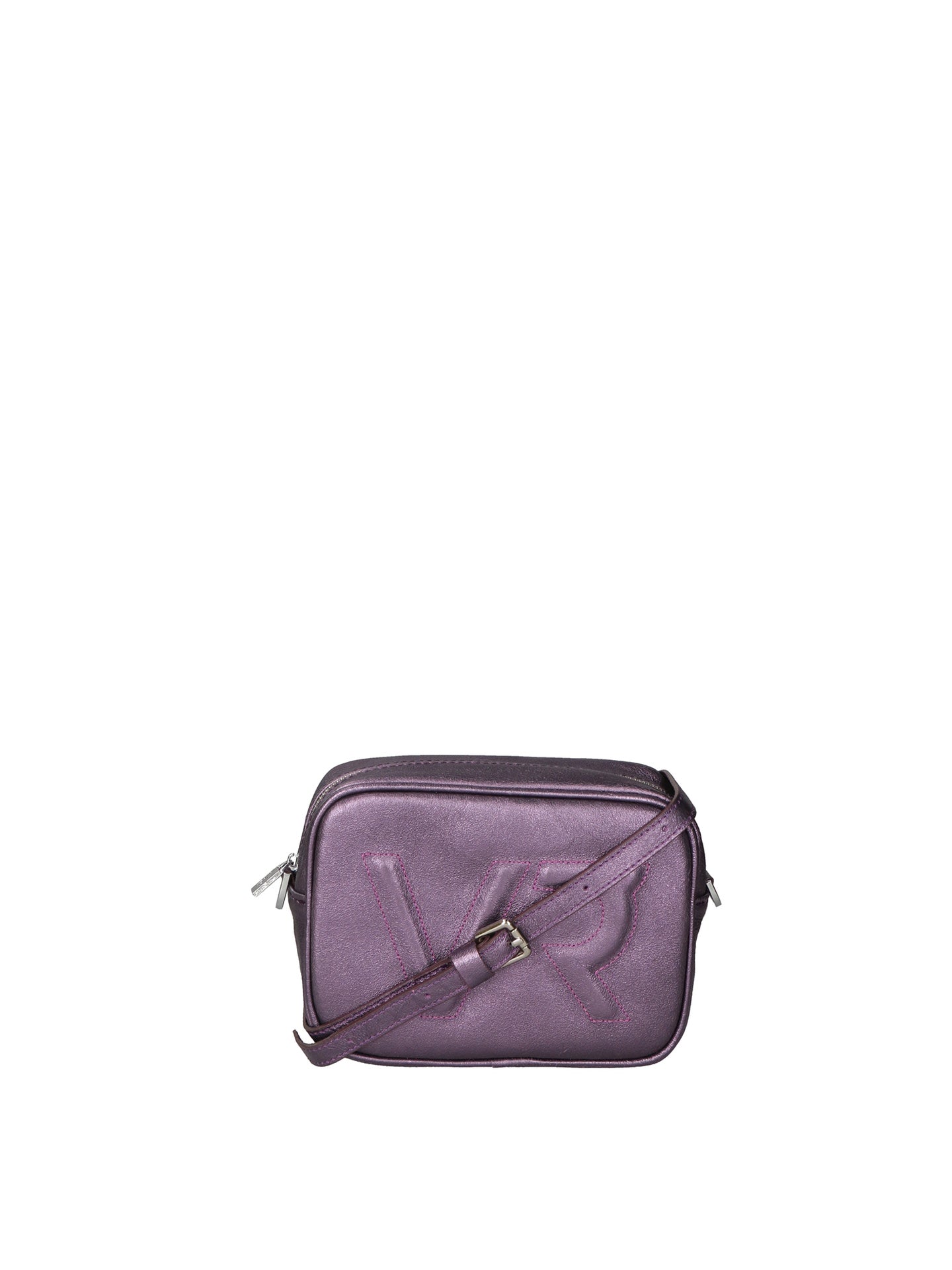 Borsa a Tracolla in Genuine Printed Suede Leather Viola