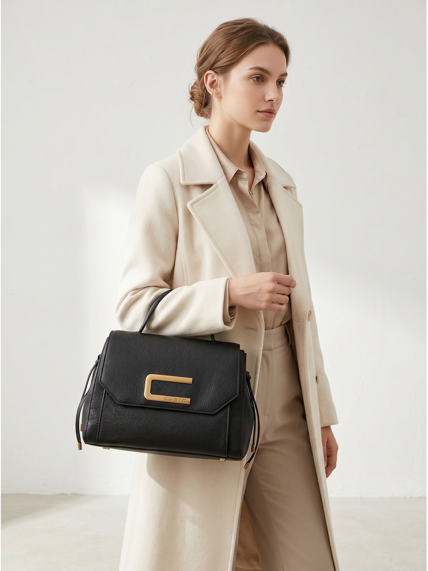 Borsa a Mano in Pelle Vegana Nero