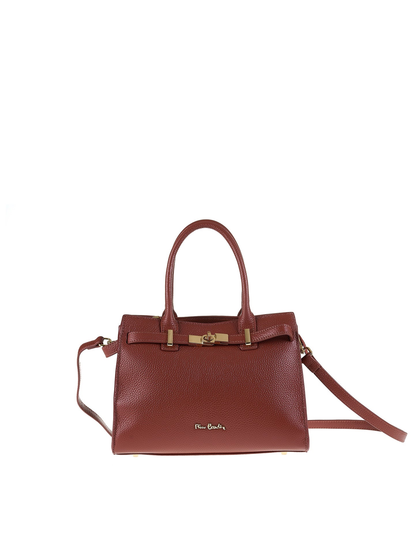 Borsa a Mano in Vera Pelle Marrone Pierre Cardin