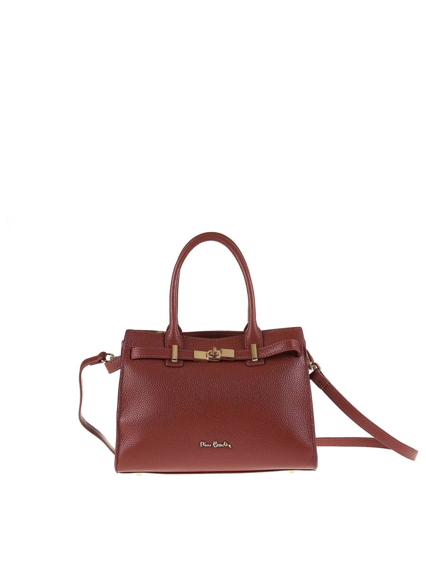 Borsa a Mano in Vera Pelle Marrone Pierre Cardin