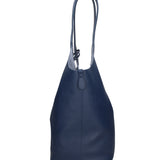 Borsa a Mano in Vera Pelle Blu Jeans