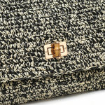 Borsa a Tracolla in Woven Straw Nero