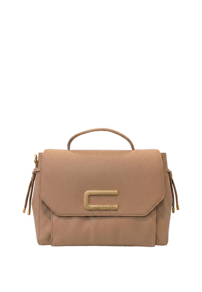 Borsa a bauletto in Pelle Vegana Tan