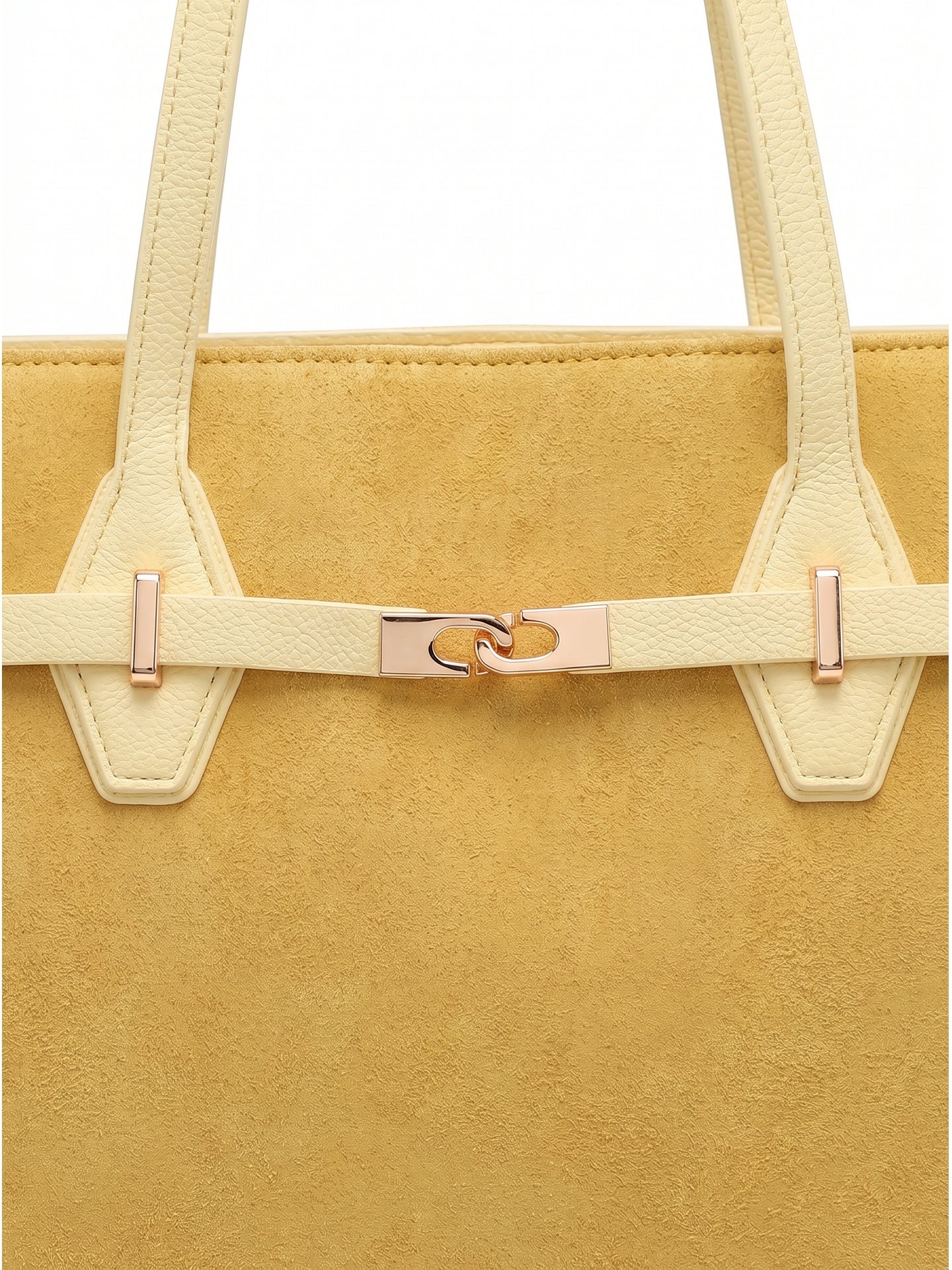 Borsa a Mano in Pelle Vegana Giallo
