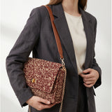 Borsa a Tracolla in Woven Straw Bordeaux
