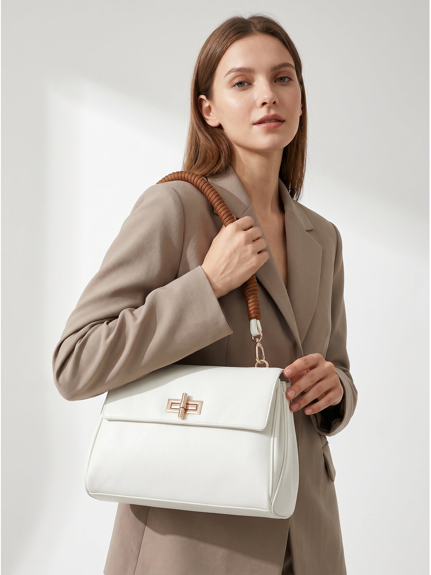 Borsa a Mano in Polyurethane Bianco