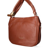 Bolso de hombro de piel auténtica marrón