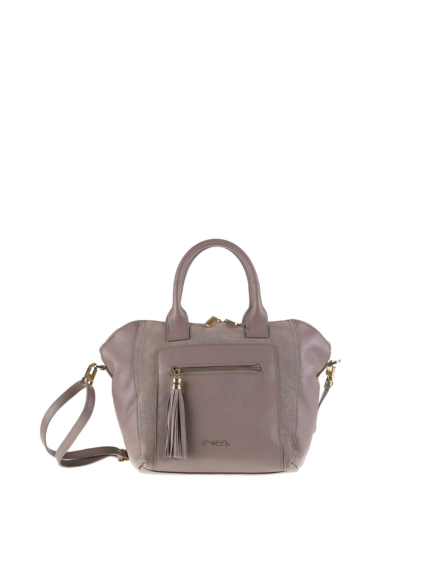 Borsa a Mano in Vera Pelle Taupe Pierre Cardin