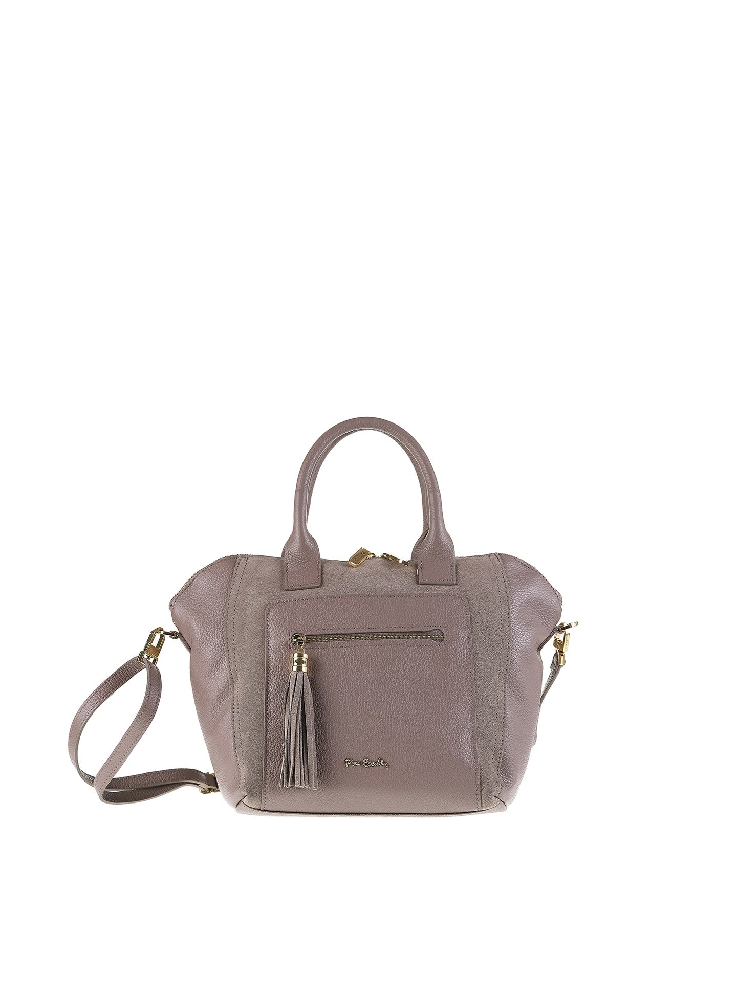 Borsa a Mano in Vera Pelle Taupe Pierre Cardin