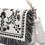 Borsa a Spalla in Cotone Nero