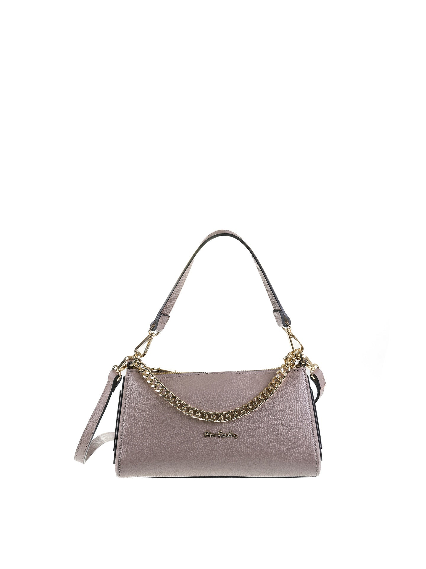 Borsa a Spalla in Vera Pelle Taupe Pierre Cardin