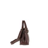 Borsa a Mano in Vera Pelle Cioccolato