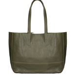 Borsa a Mano in 100% Cow Leather Verde Militare