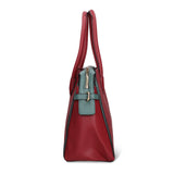 Handtasche aus veganem Leder in Burgunderrot und Türkis