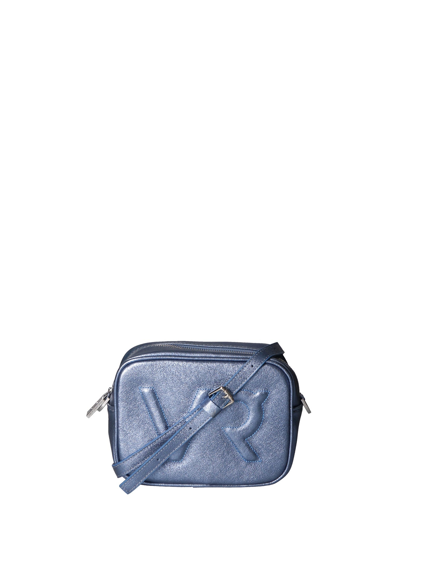 Borsa a Tracolla in Genuine Printed Suede Leather Azzurro