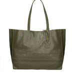 Borsa a Mano in 100% Cow Leather Verde Militare Chiara Ferretti