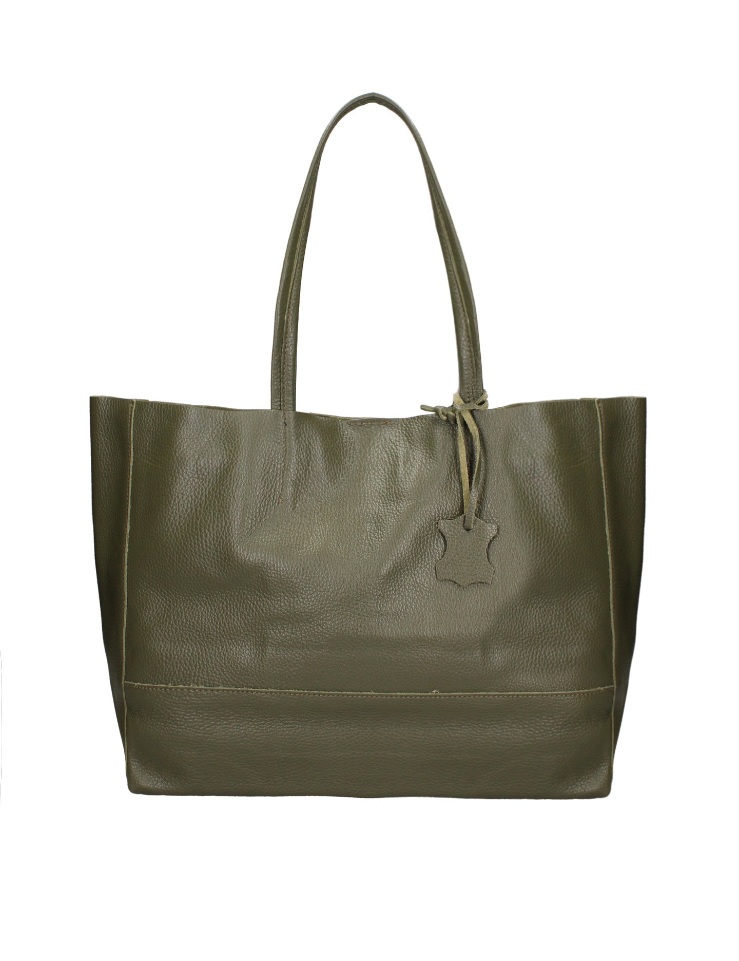 Borsa a Mano in 100% Cow Leather Verde Militare Chiara Ferretti