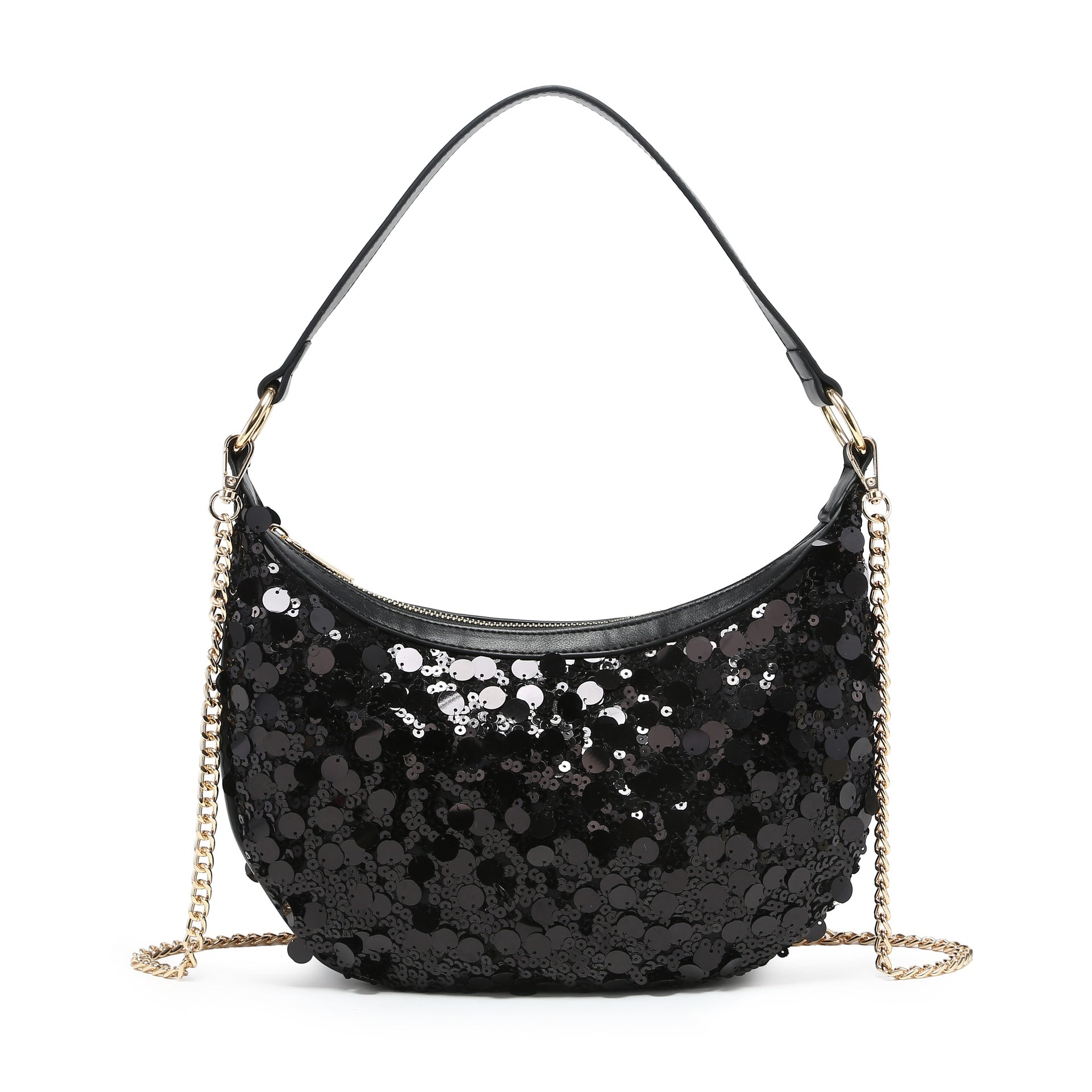 Bolso de hombro de poliéster negro
