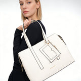 Bolso de compras de piel vegana blanca