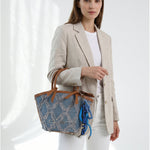 Borsa a Mano in Pelle Vegana Blu