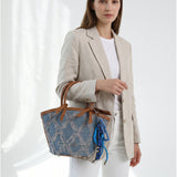 Borsa a Mano in Pelle Vegana Blu