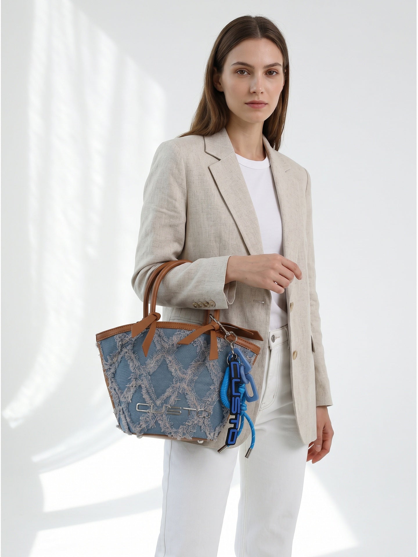 Borsa a Mano in Pelle Vegana Blu