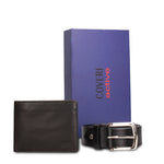 Set Portafoglio e Cintura in Vera Pelle Nero