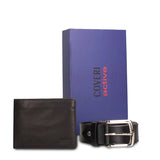 Set Portafoglio e Cintura in Vera Pelle Nero