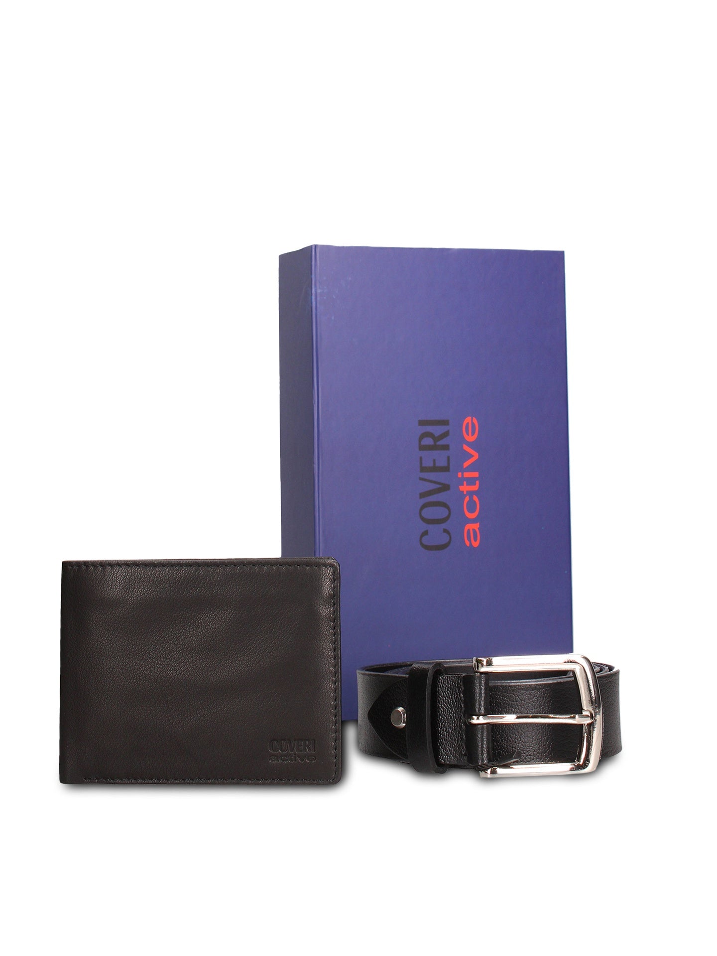 Set Portafoglio e Cintura in Vera Pelle Nero