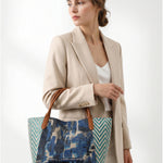 Borsa a Mano in Pelle Vegana Blu