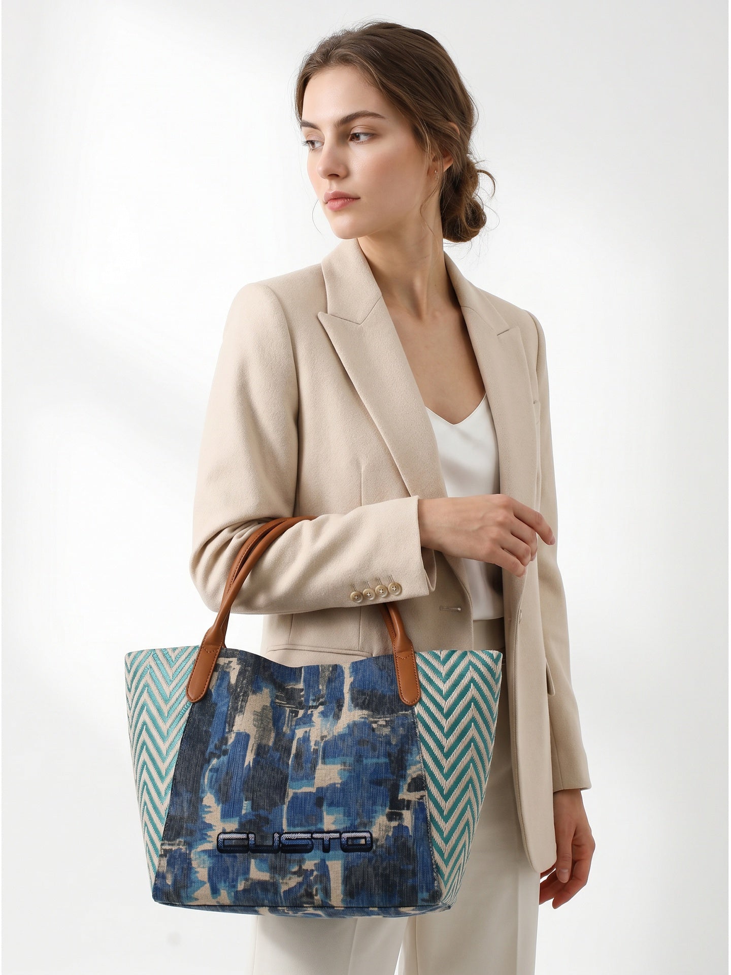 Borsa a Mano in Pelle Vegana Blu