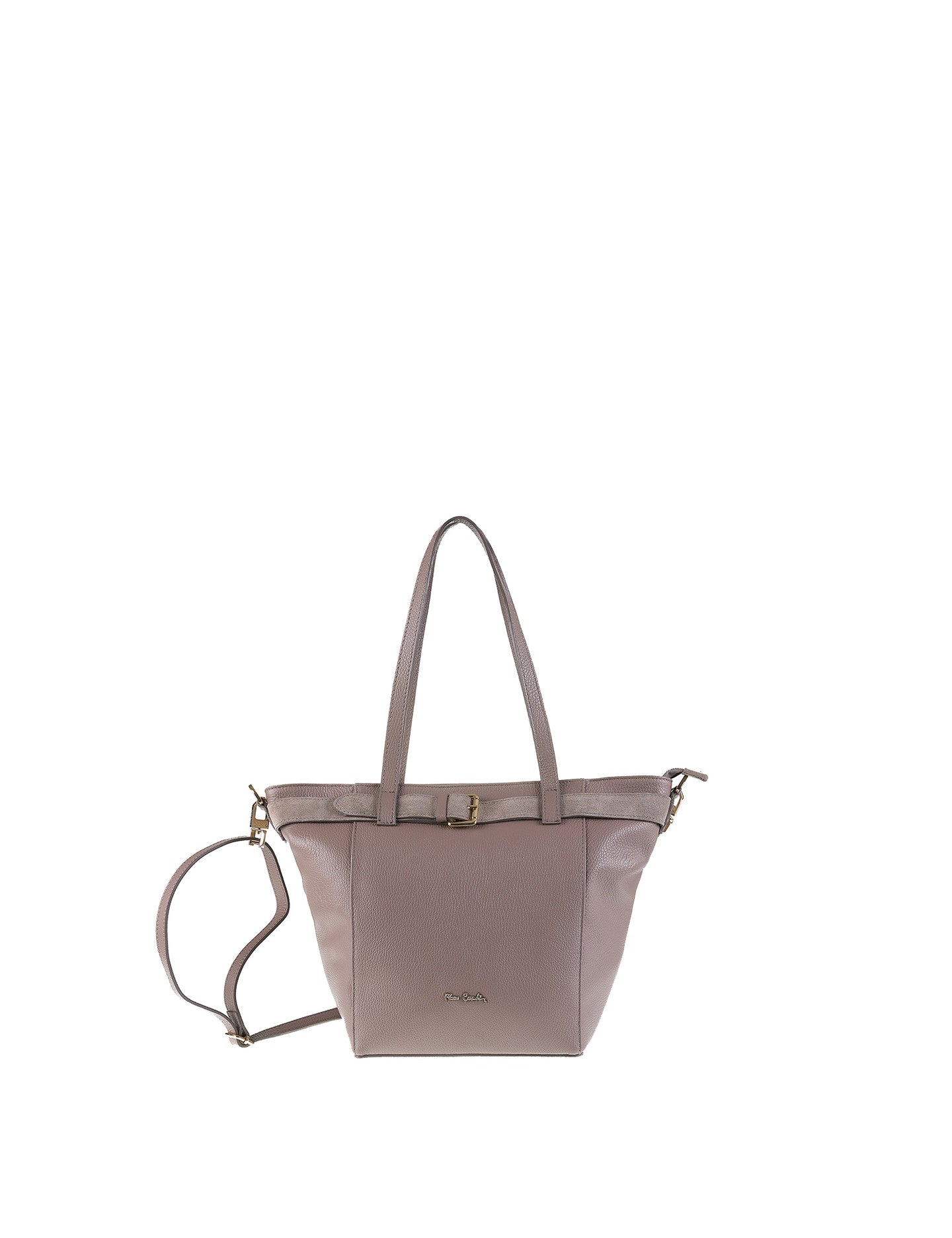 Borsa a Spalla in Vera Pelle Taupe Pierre Cardin