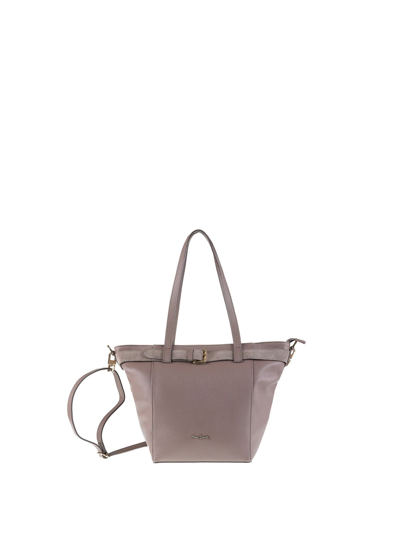 Borsa a Spalla in Vera Pelle Taupe Pierre Cardin