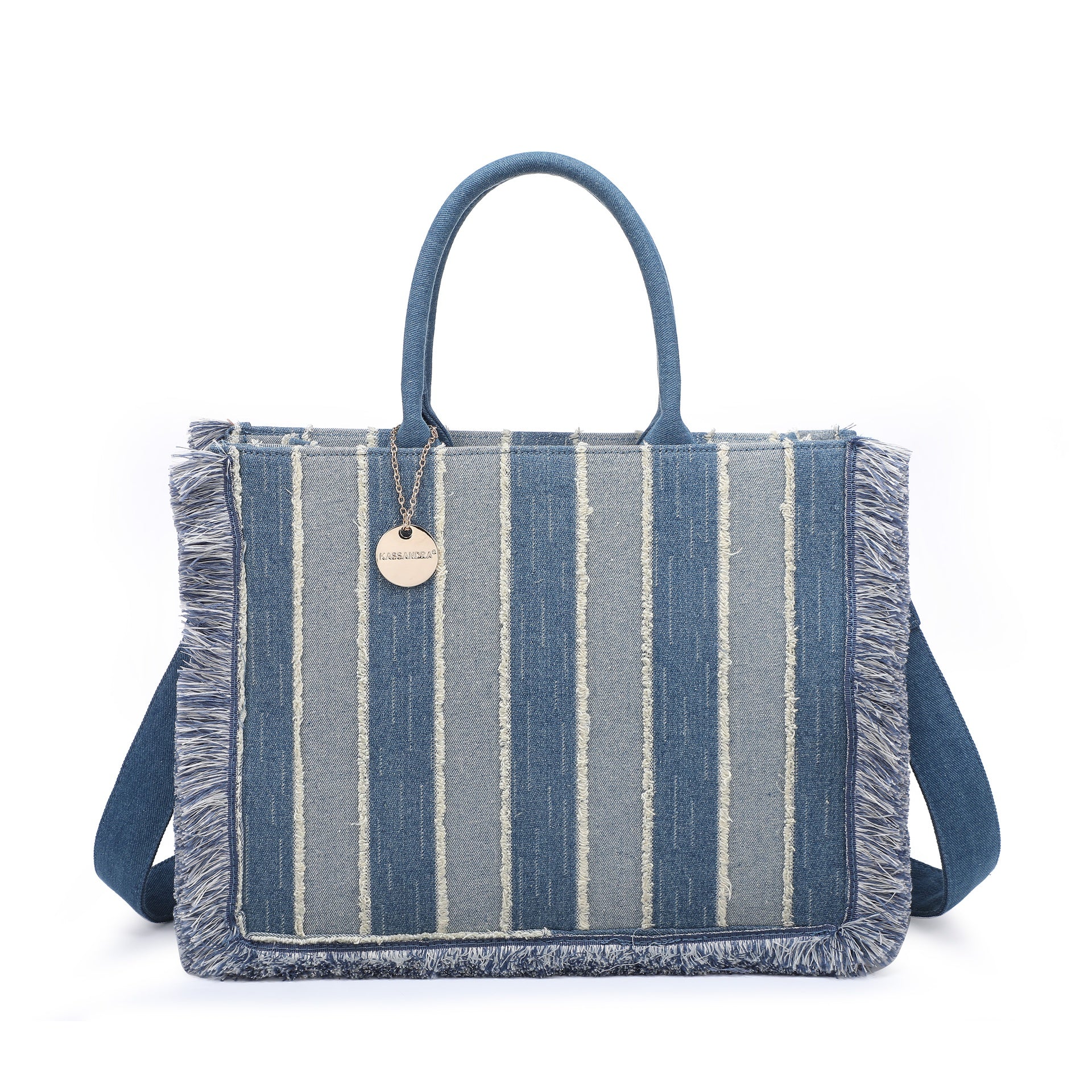 Borsa a Tracolla in Poliestere Blu e Taupe Kassandra
