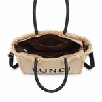 Borsa a Mano in Woven Straw Nero