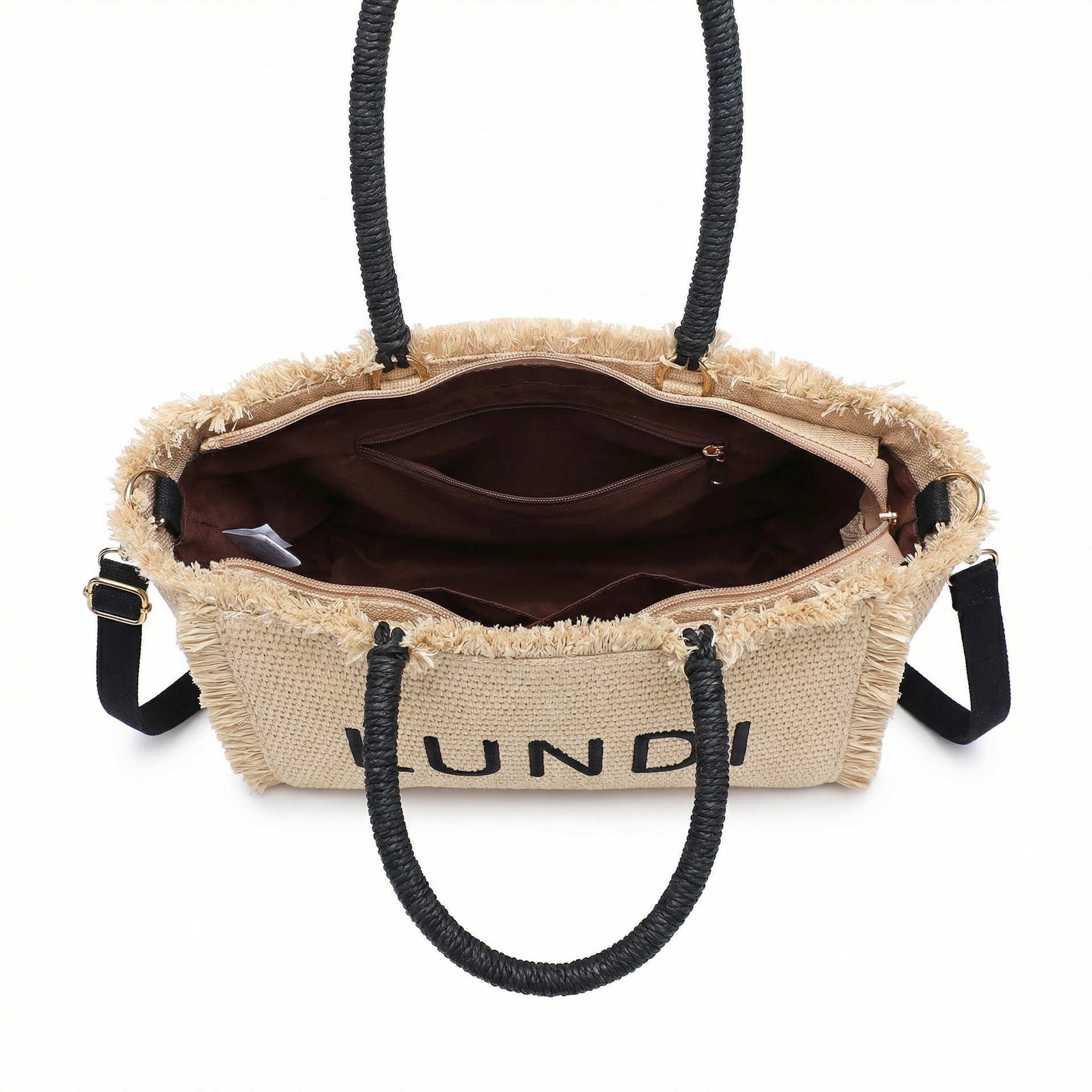 Borsa a Mano in Woven Straw Nero