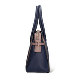 Handtasche aus veganem Leder in Blau und Taupe
