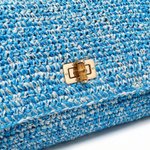 Borsa a Tracolla in Woven Straw Blu