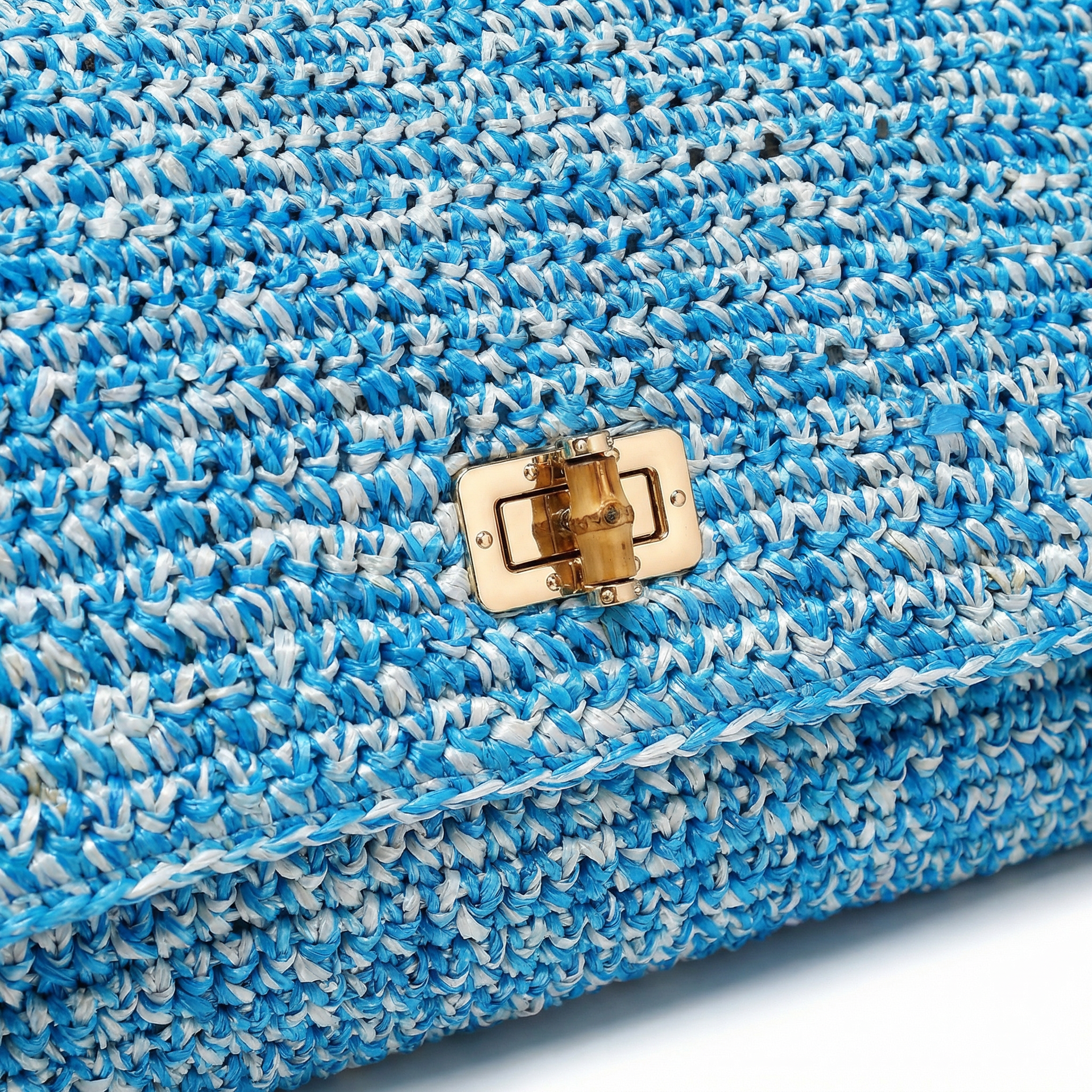 Borsa a Tracolla in Woven Straw Blu